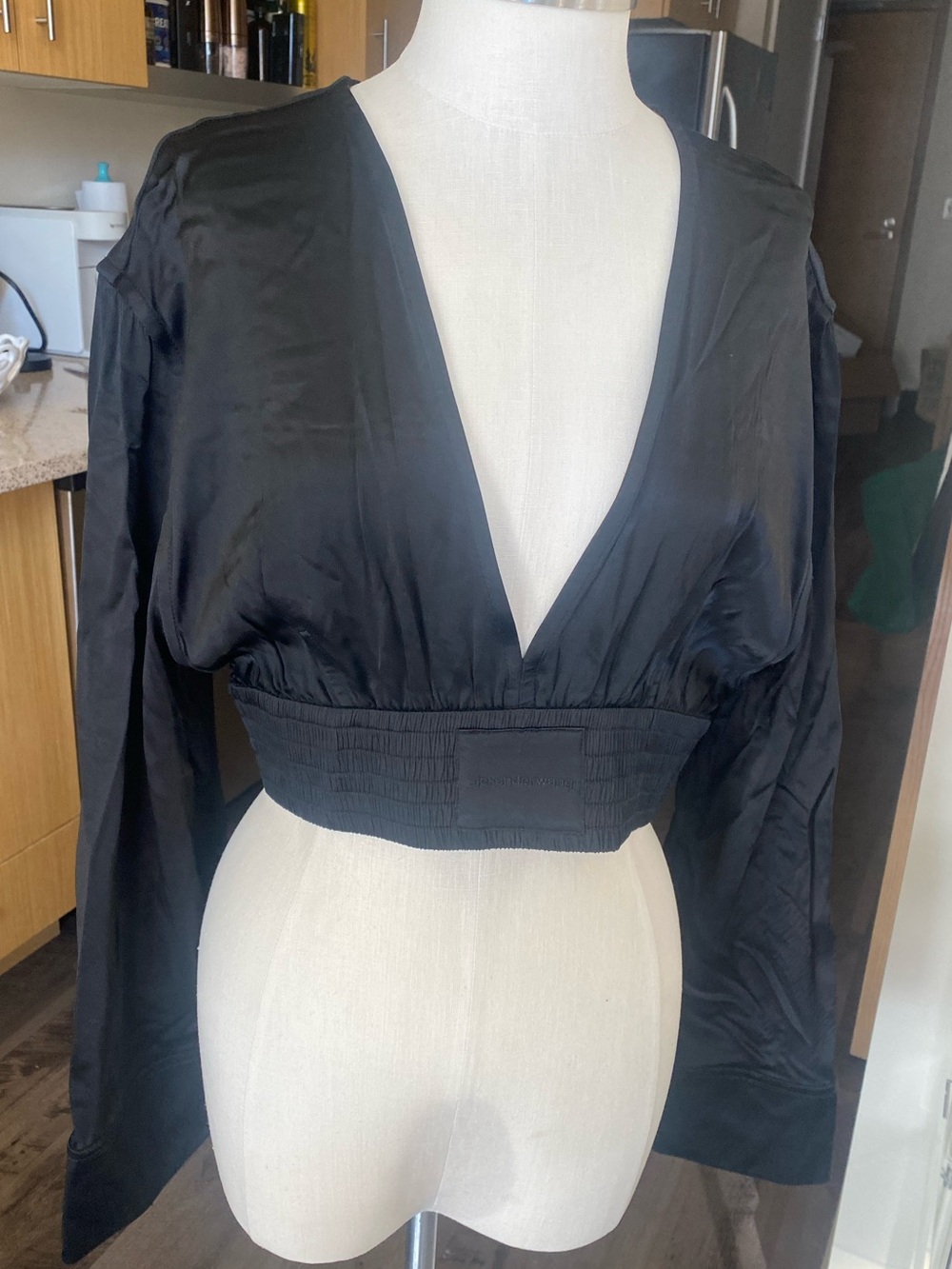 Alexander Wang Black Deep V Crop Top